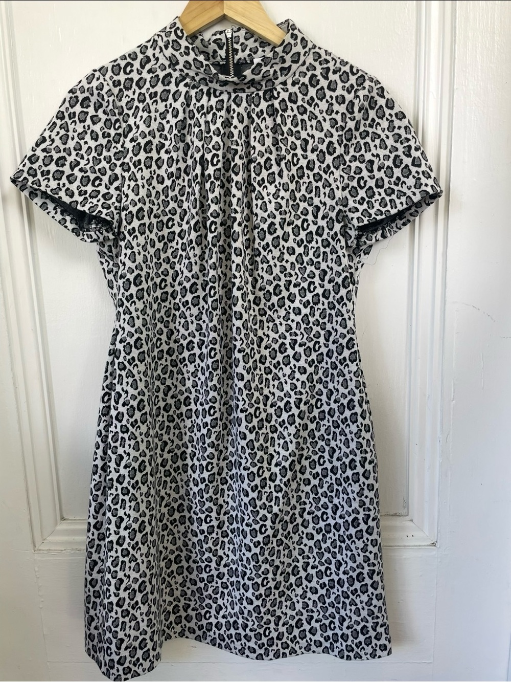 Calvin Klein Black and White Leopard-Print Midi Dress